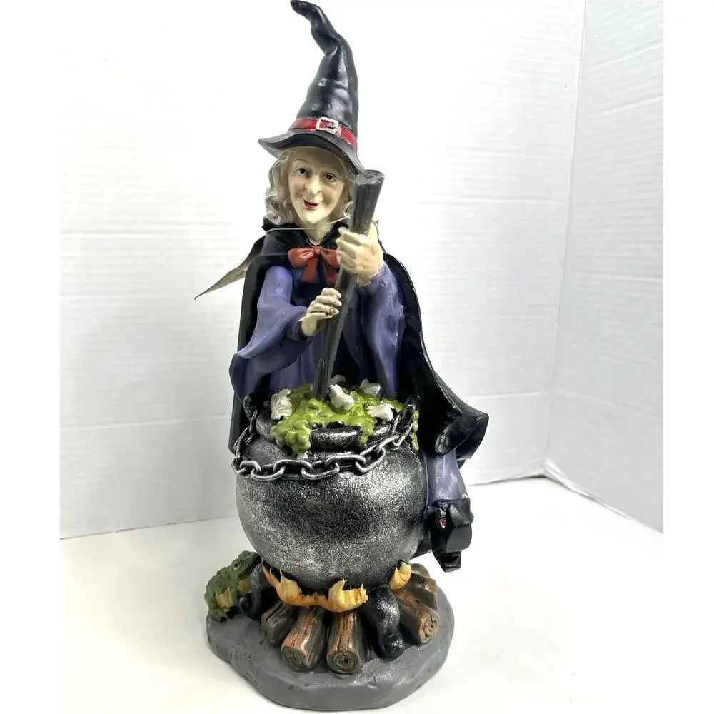 NWT 14” Witch Crafters Halloween Witch Stirring Cauldron Pot, Figurine.